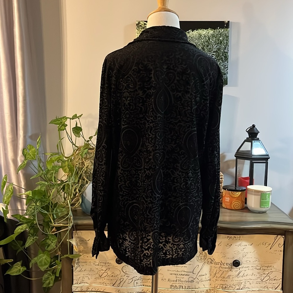 WHITE STAG VELVET LONG SLEEVE BUTTON DOWN SHIRT SOOT BLACK SIZE M NEW WITH TAGS - Picture 5 of 13